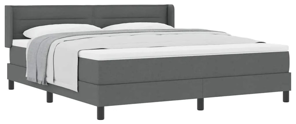 Cama Box com Colchão , Cinza Escuro, 180 x 200 cm, Tecido.