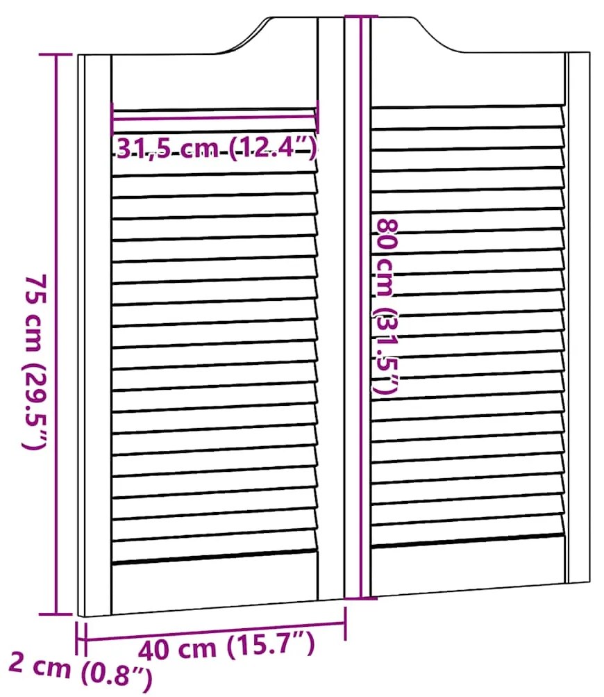 Portas de batente design de persiana 2-Par 80x80cm pinho maciço