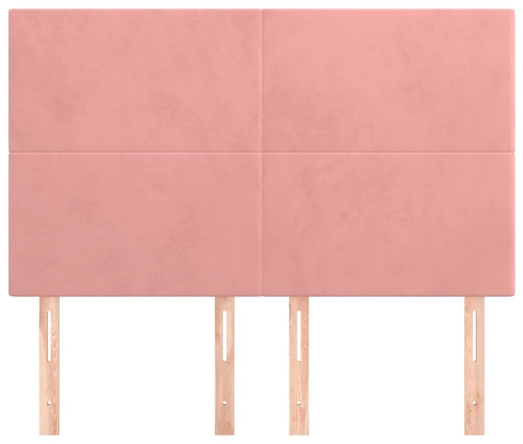 Cabeceira de cama 4 pcs veludo 72x5x78/88 cm rosa