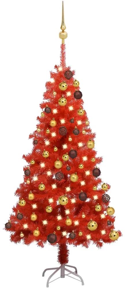 3077512 vidaXL Árvore Natal artificial pré-iluminada c/ bolas PVC vermelho