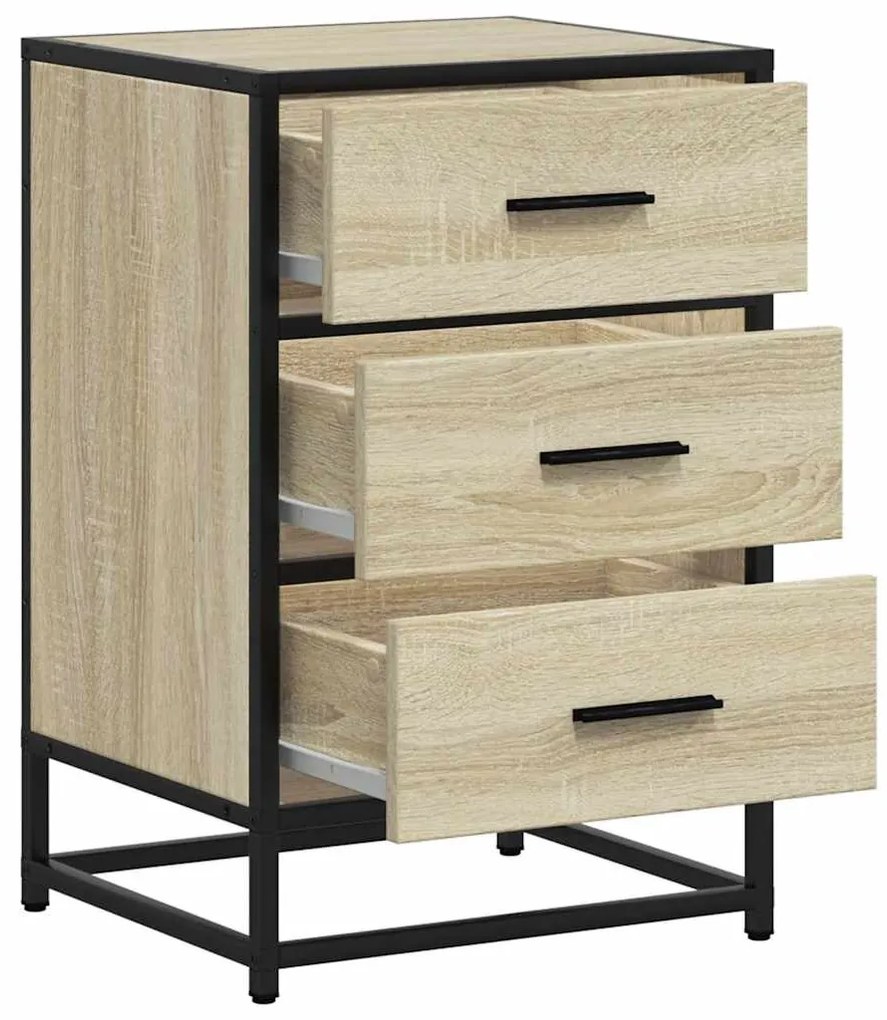 Mesa de cabeceira sonoma carvalho 40x34,5x60 cm madeira e metal