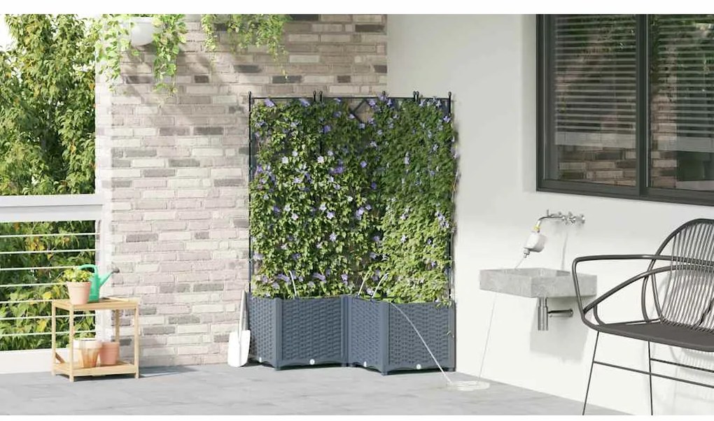 Jardineiras de Jardim 1 pc Cinzento-claro 80 x 80 x 142 cm
