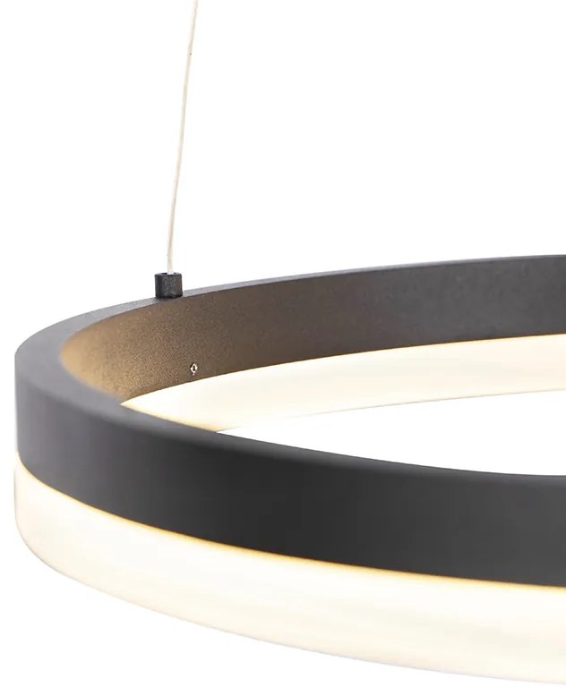 Candeeiro de suspensão design preto 40cm com LED dimmer 3 passos - Anello Moderno