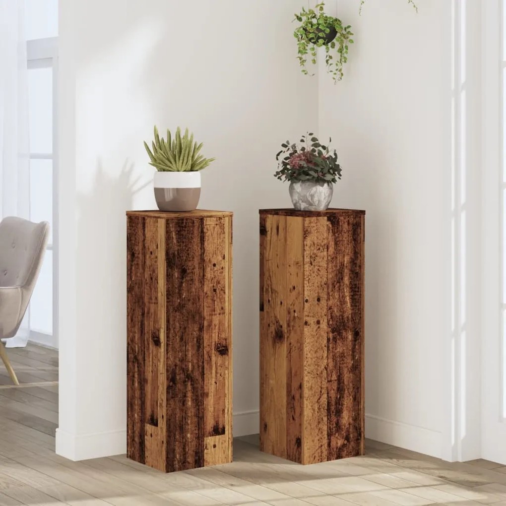 vidaXL Suportes p/ plantas 2 pcs 25x25x80 cm derivados de madeira
