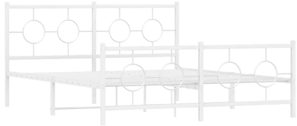 Estrutura de cama com cabeceira e pés 160x200 cm metal branco