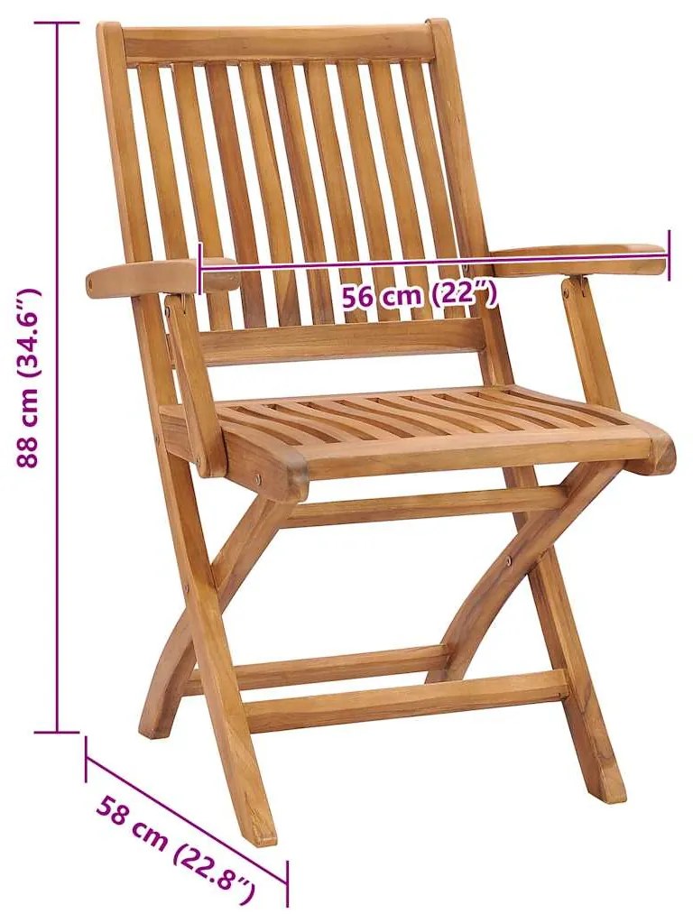 Cadeiras de jardim dobráveis c/ almofadões 4 pcs teca maciça