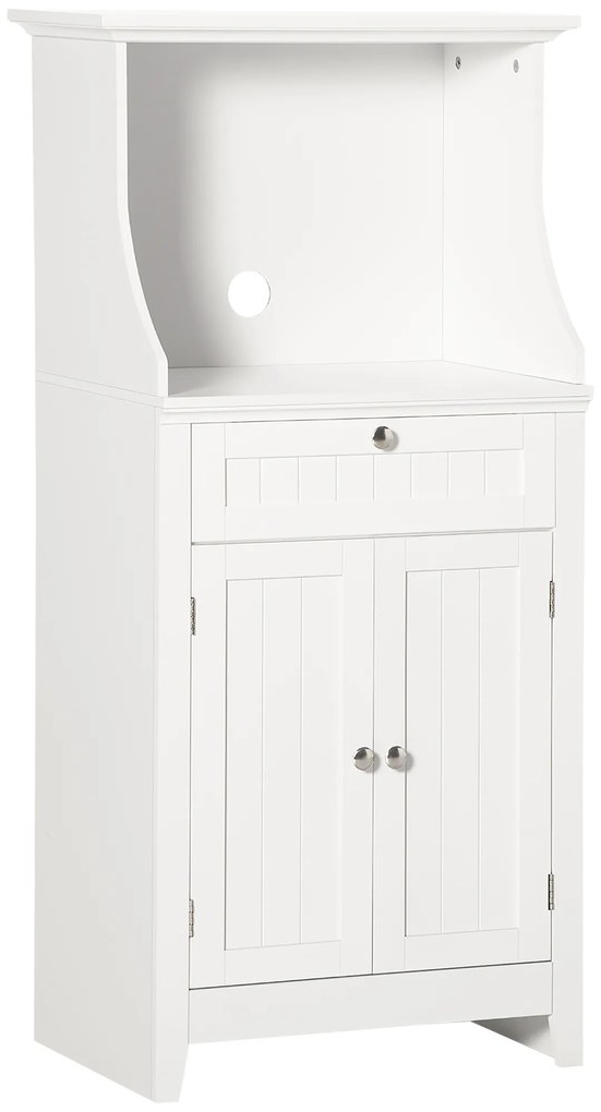 HOMCOM Móvel Auxiliar de Cozinha Móvel para Micro-Ondas com Gaveta Prateleira 2 Portas Compartimento 60x40x122,5 cm Branco | Aosom Portugal