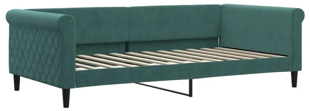 Sofá-cama c/ gavetão e colchões 100x200cm veludo verde-escuro