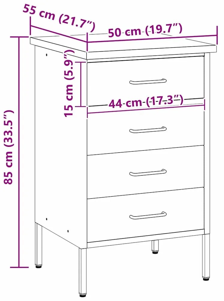 Armário de Trabalho Vermelho 50x55x85 cm Aço
