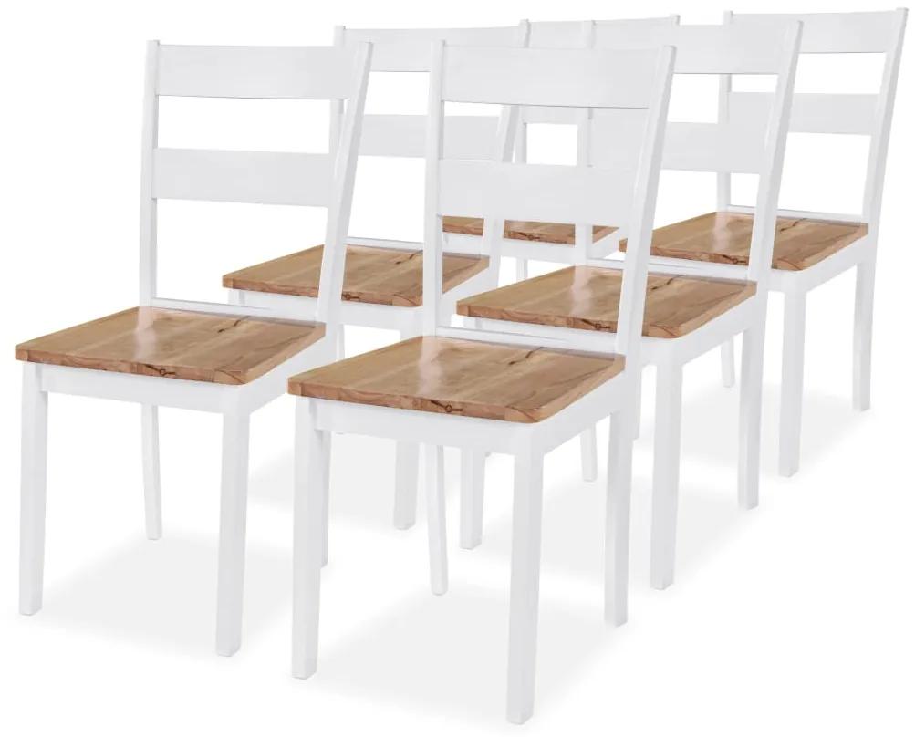 Cadeiras de jantar 6 pcs madeira seringueira maciça branca
