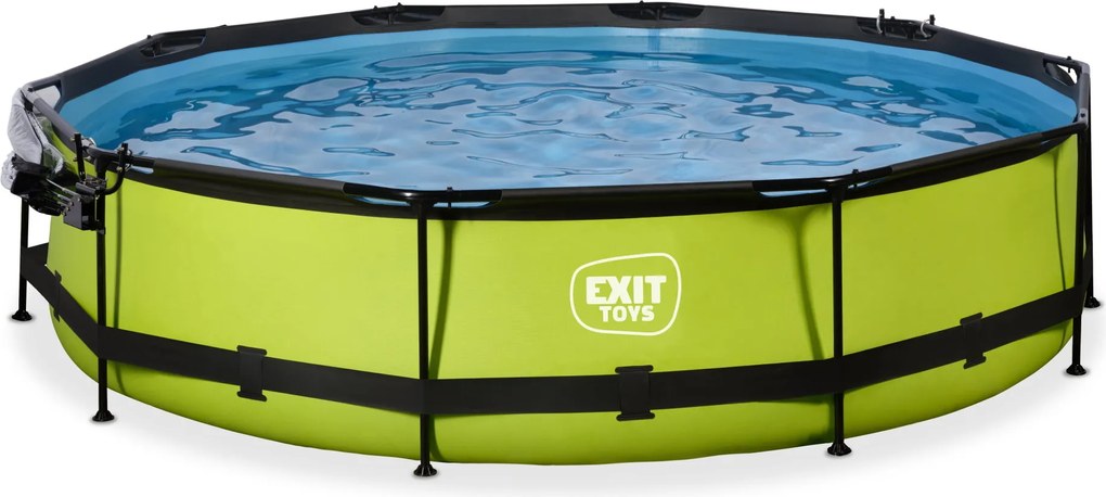 Piscina redonda Lime ø360x76cm com bomba de filtragem e cobertura - Verde