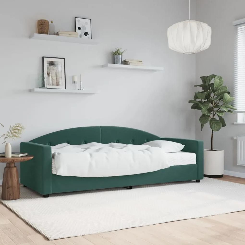 Sofá-cama com colchão 80x200 cm veludo verde-escuro