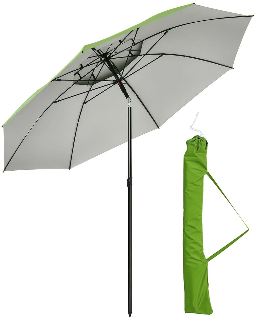 Chapéu de Sol de Praia Ø185x205 cm Chapéu de Sol de Praia com Teto Dup