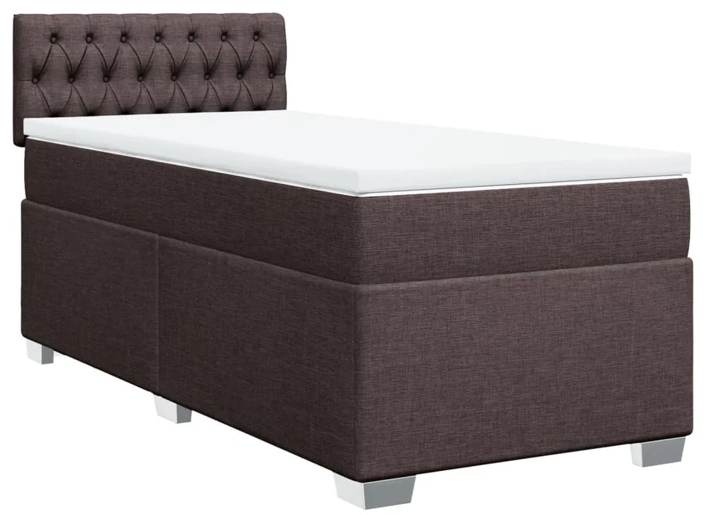 Cama com molas/colchão 90x200 cm tecido castanho-escuro