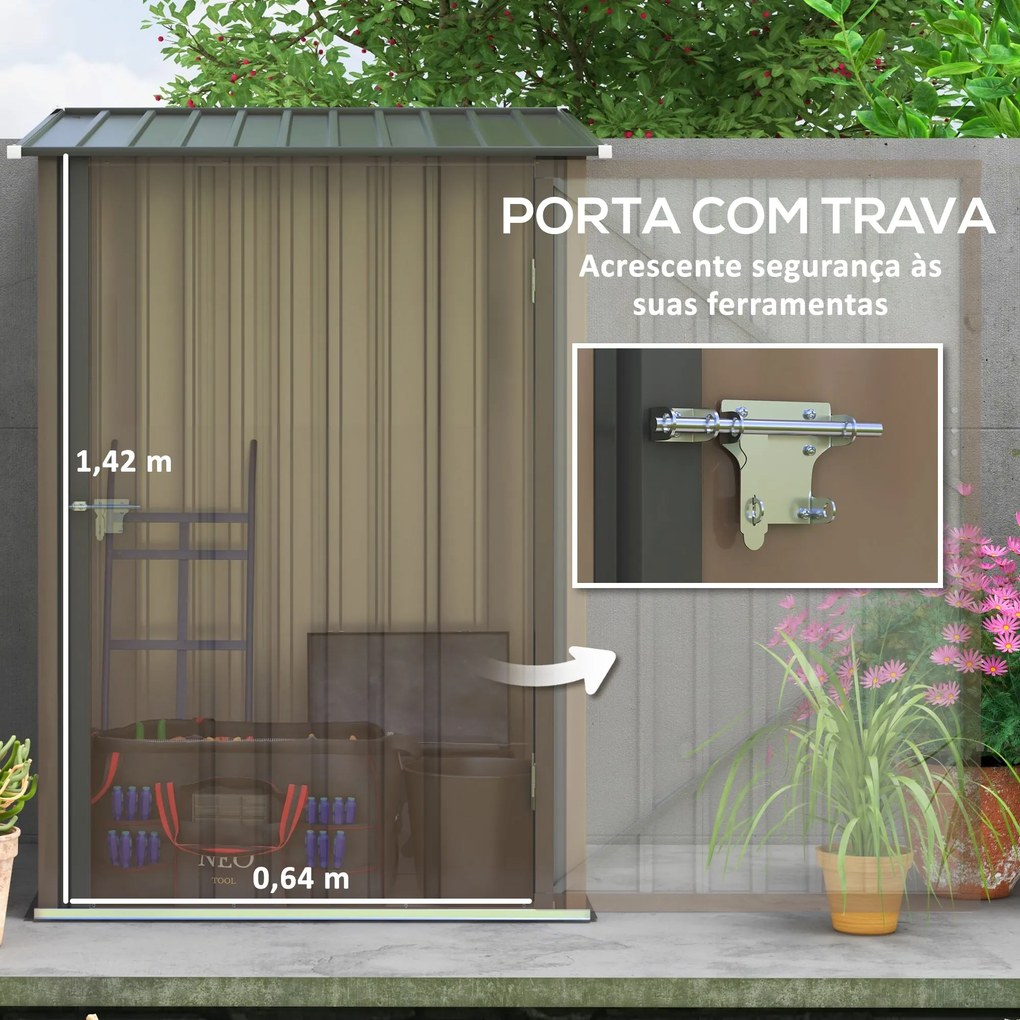 Outsunny Abrigo de Jardim 0,92 m² 100x103x160 cm Abrigo Exterior de Aç