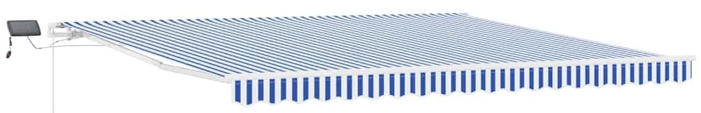 Toldo Retrátil with Manual Azul e branco 5 x 3 m Tecido e metal