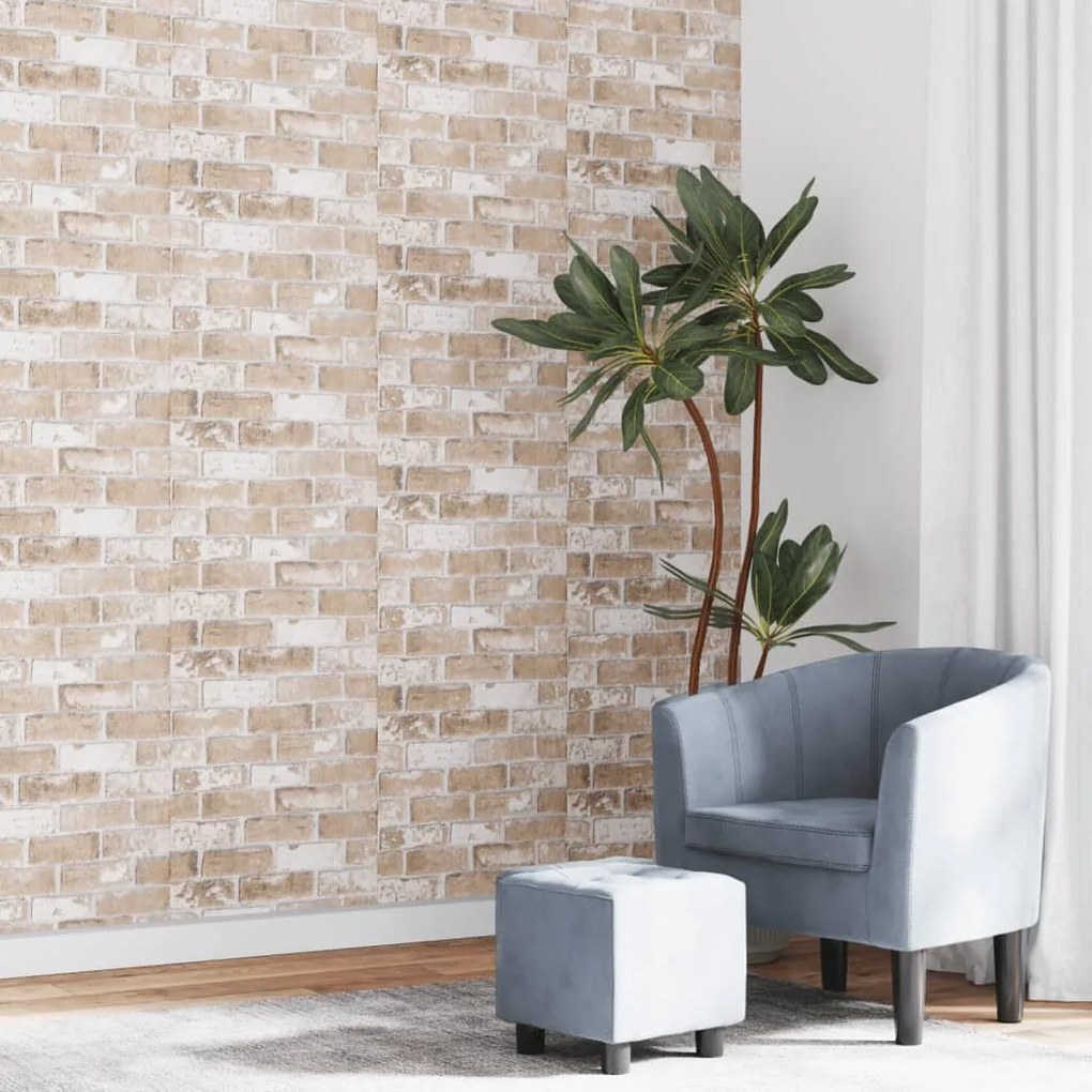 vidaXL Papel parede 3D c/ padrão tijolo 10x0,53 m não-tecido castanho