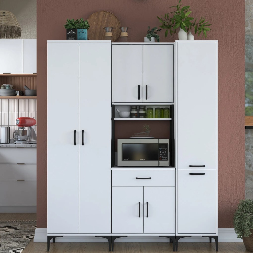 Armário Alto de Cozinha "Stella " - Branco - Design Moderno