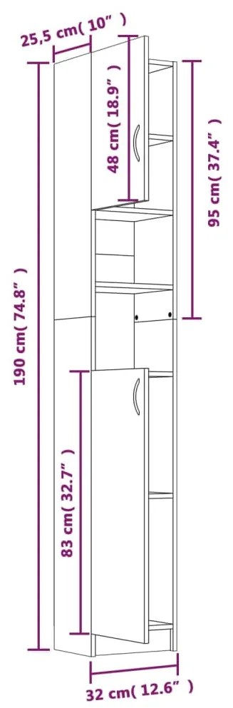 Armário Alto Loony de 190cm - Nogueira - Design Moderno