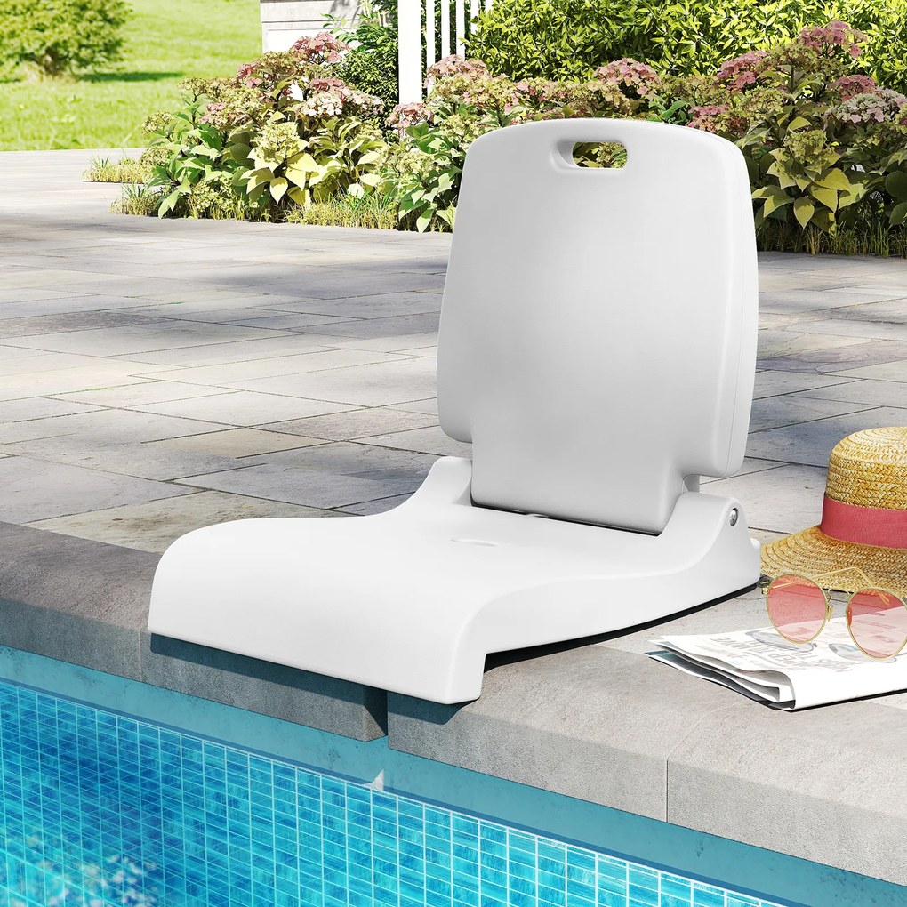 Cadeira dobrável portátil para exterior, piscina branca