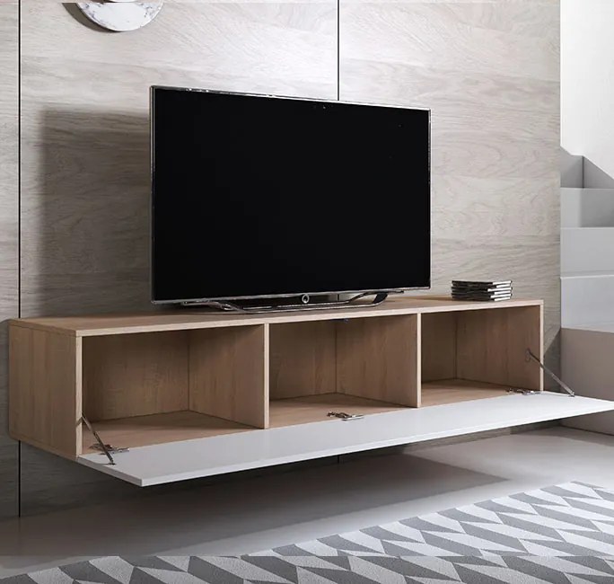 Mueble TV modelo Leiko H2 (160x30cm) color sonoma y blanco