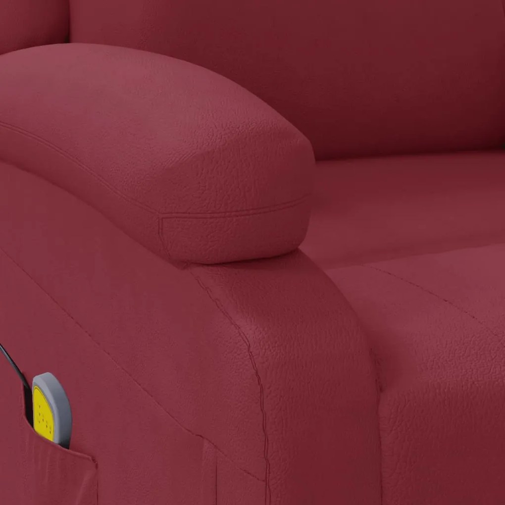 Cadeira de massagens couro artificial vermelho tinto