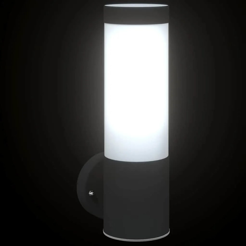 Luminária de Parede Externa vidaXL Preta em Aço Inoxidável IP44