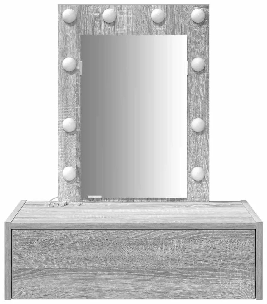 Mesa de Maquilhagem Suspensa com Luzes LED Cinza Sonoma
