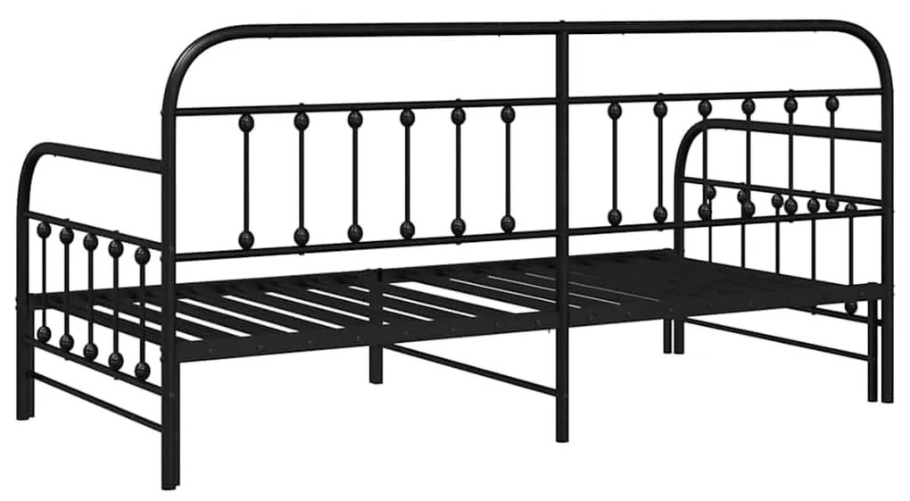 Estrutura de Daybed vidaXL com Cama Auxiliar Preta 90x190 cm Aço
