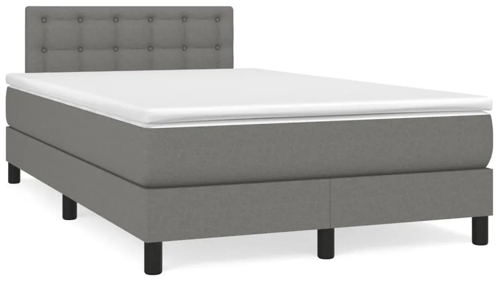 Cama box spring c/ colchão e LED 120x190 cm tecido cinza-escuro