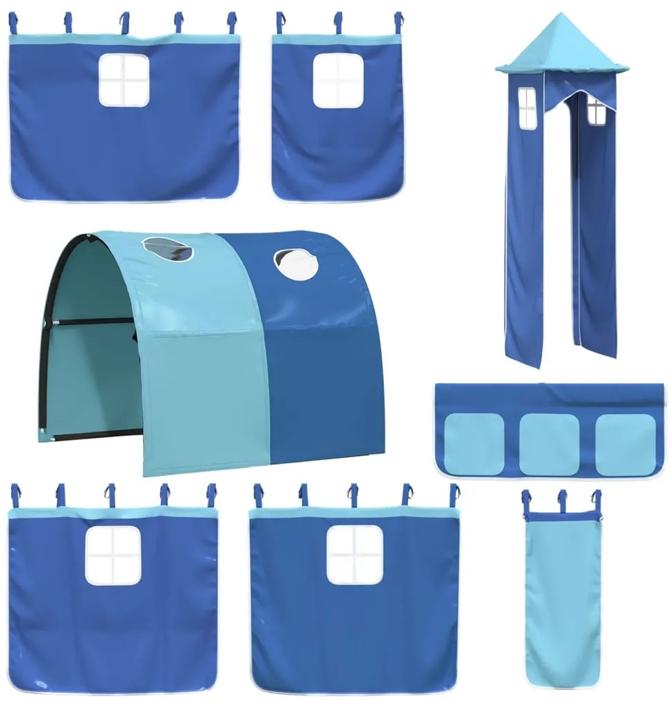 Cortinas para cama elevada com túnel e torre azul