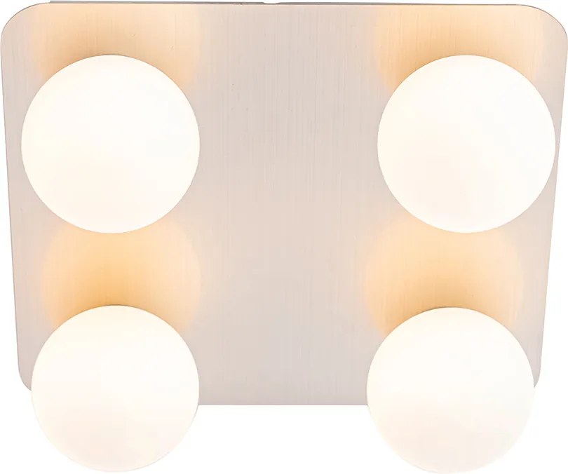 Candeeiro de teto moderno para casa de banho em aço quadrado 4 luzes - Cederic