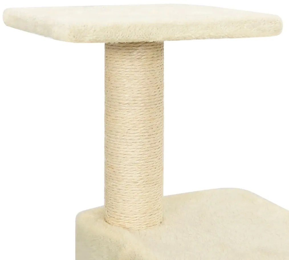 Árvore para gatos c/ postes arranhadores sisal 118,5 cm creme