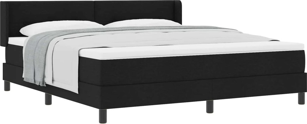 vidaXL Cama Box com colchão com cabeceira Preto 200 x 180 cm Poliéster