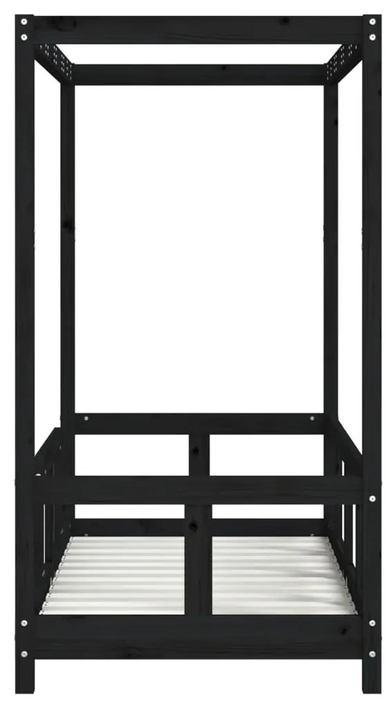 Estrutura de cama infantil 70x140 cm pinho maciço preto
