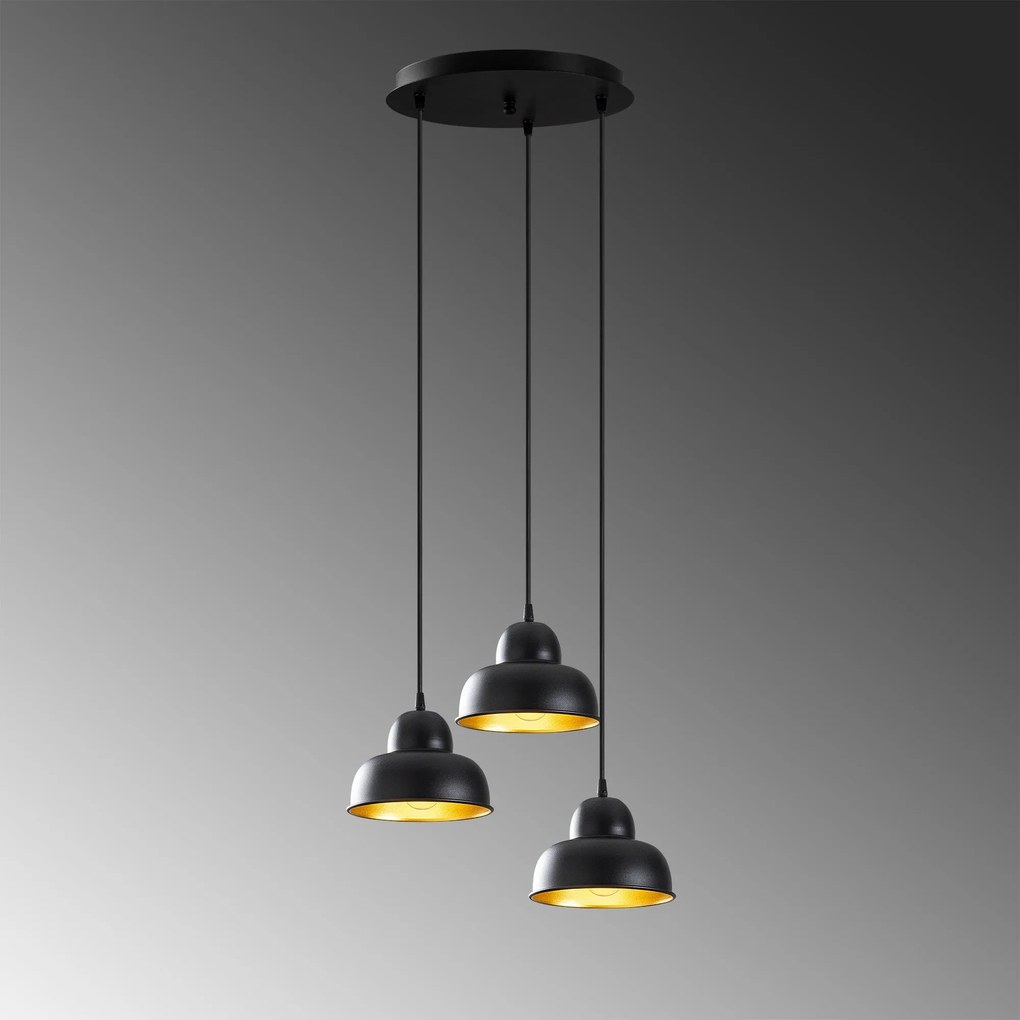Chandelier Berceste – Preto – 40 cm de diâmetro, 110 cm de altura
