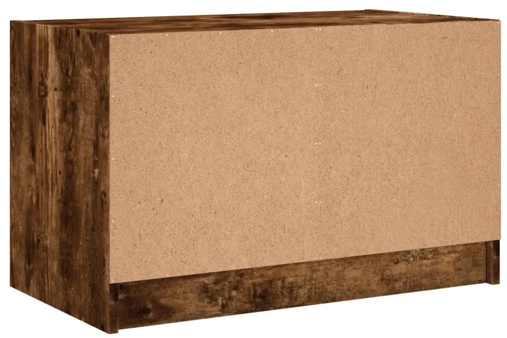 Móvel de TV c/ portas de vidro 68x37x42 cm carvalho fumado