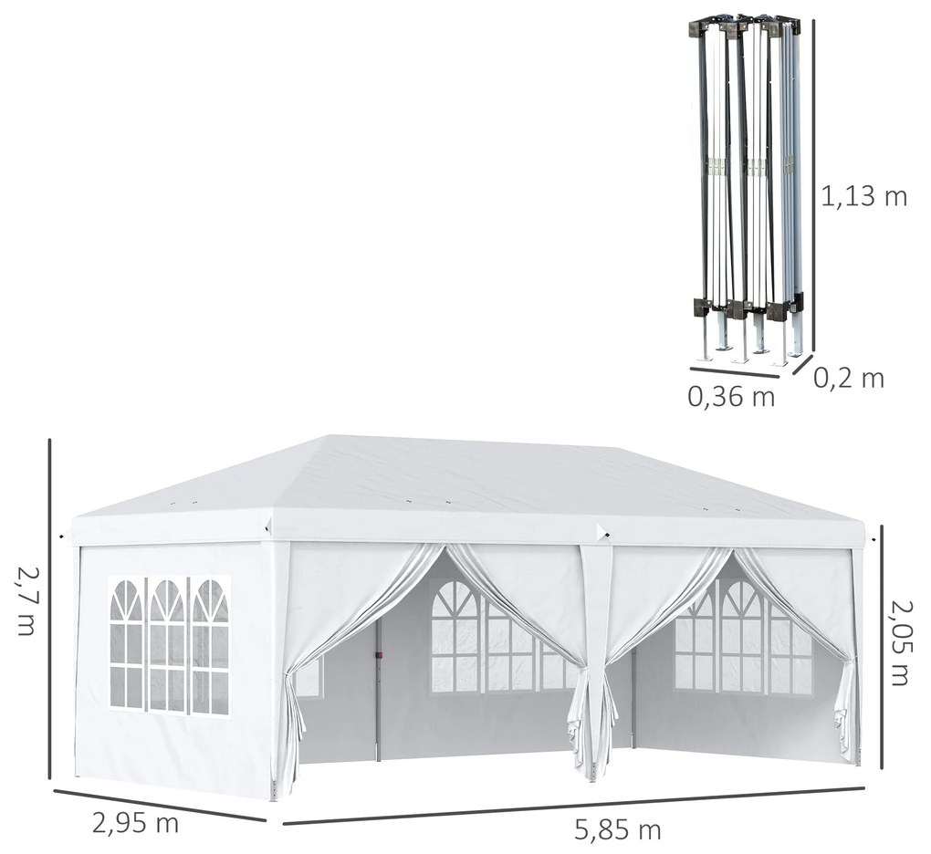Tenda para Festas 585x295x270 cm com Paredes Laterais Amovíveis Tenda
