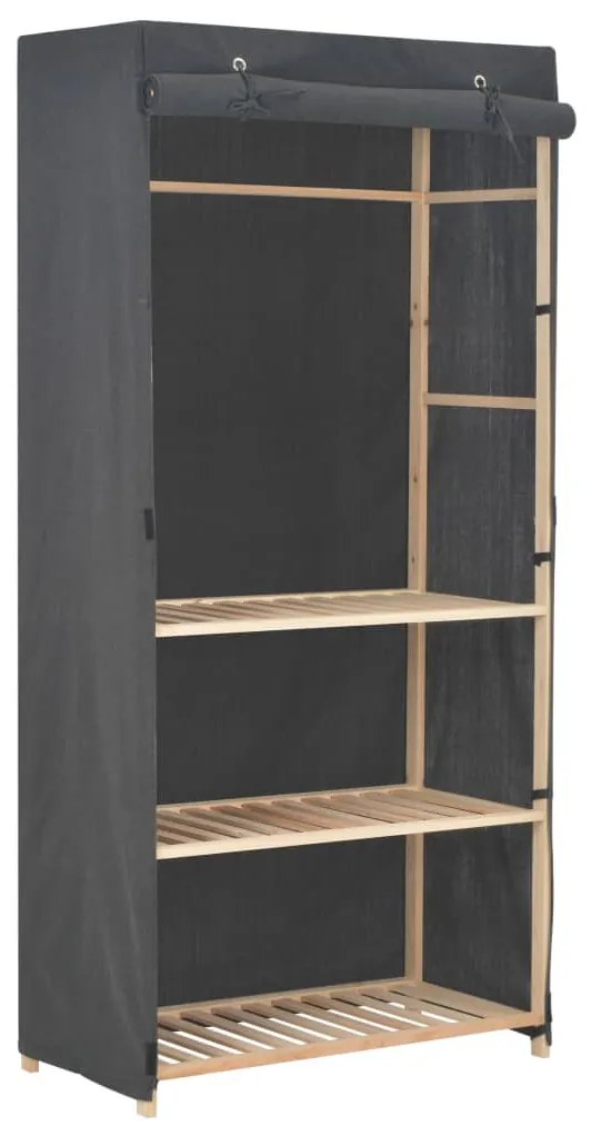 Roupeiro com 3 prateleiras 79x40x170 cm tecido cinzento