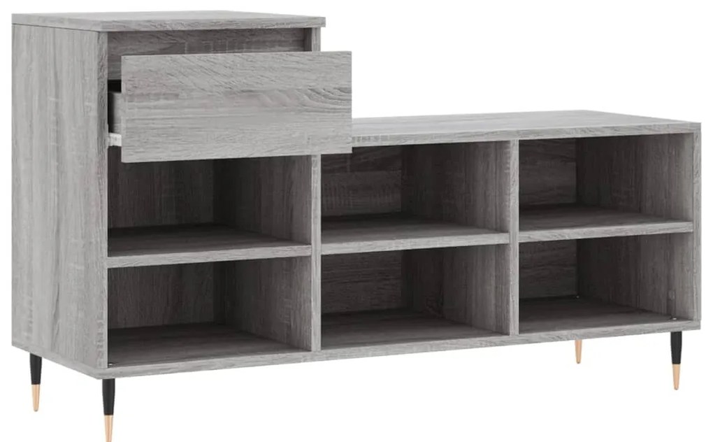 Sapateira - 102x36x60 cm - Derivados de Madeira - Cinzento Sonoma