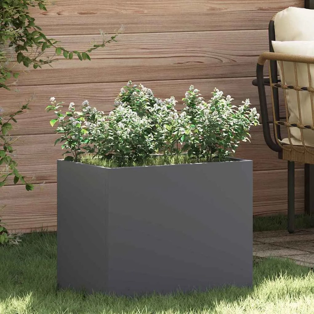 vidaXL Vaso de Jardim Antracite 50 x 32 x 40 cm Aço laminado a frio