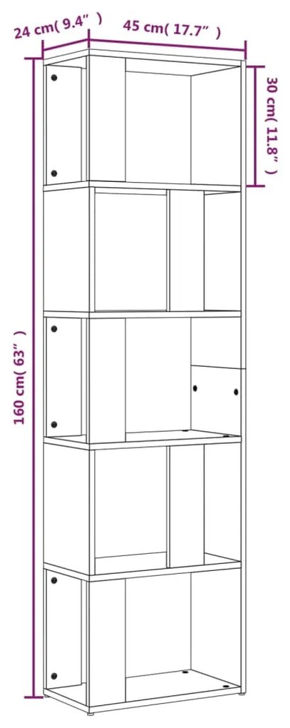 Estante 45x24x160 cm derivados de madeira cinzento sonoma