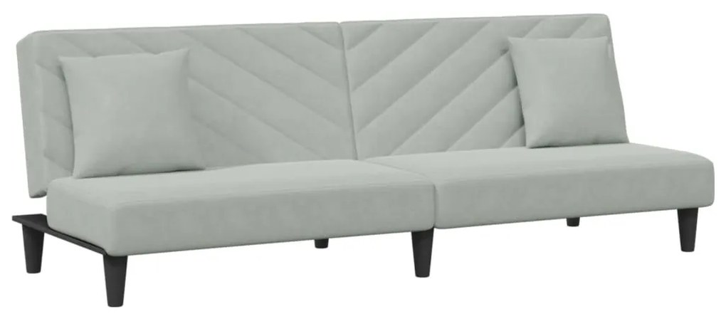 2 pcs conjunto de sofás com almofadas veludo cinzento-claro