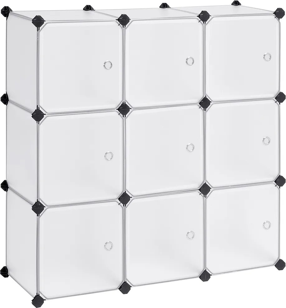 Guarda Roupa Modular Armário de plástico com 9 cubos 93 x 31 x 93 cm Branco
