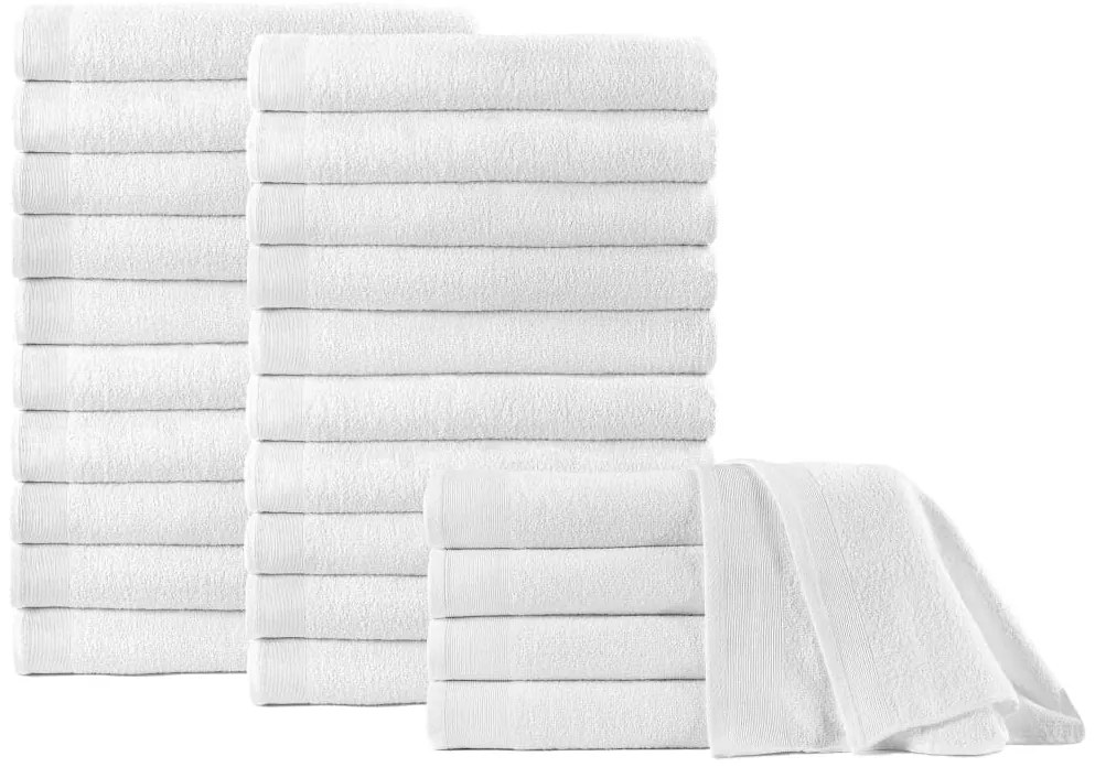 vidaXL Toalhas de banho 25 pcs algodão 350 g 70x140 cm branco