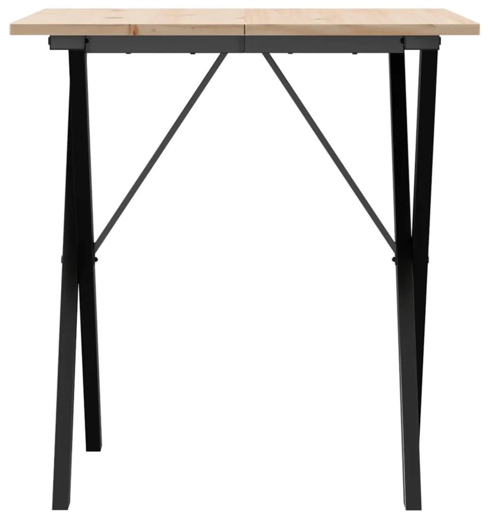 Mesa de jantar estrutura em X 70x70x75 cm pinho e aço
