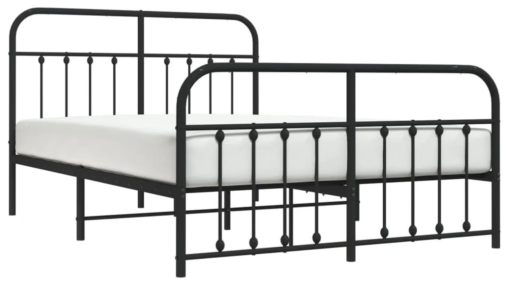 Estrutura de cama com cabeceira e pés 140x200 cm metal preto