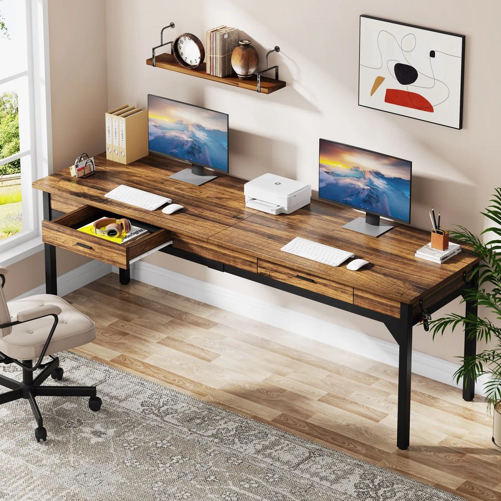 78 7 Duas pessoas mesa de computador de mesa com 2 gavetas