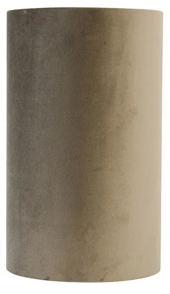 Abajur de veludo Taupe com interior dourado 15/15/25 Moderno