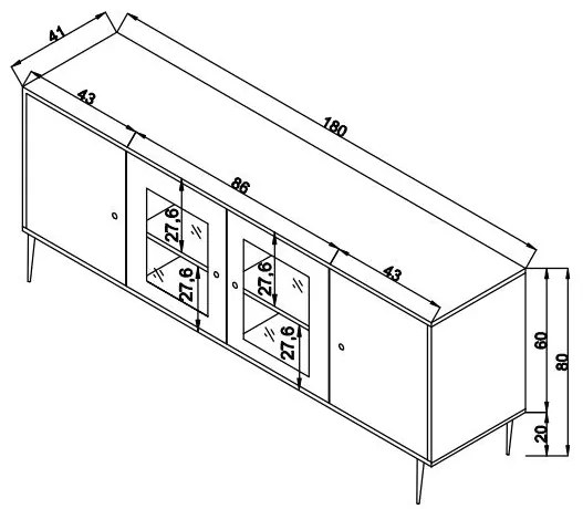 Console Wire – Oak – 180 cm x 81 cm x 41 cm